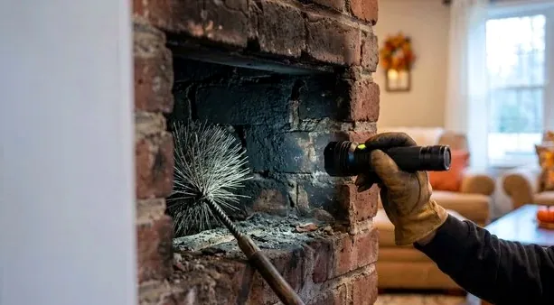 Flashlight inspection of a firebox before a gas conversion