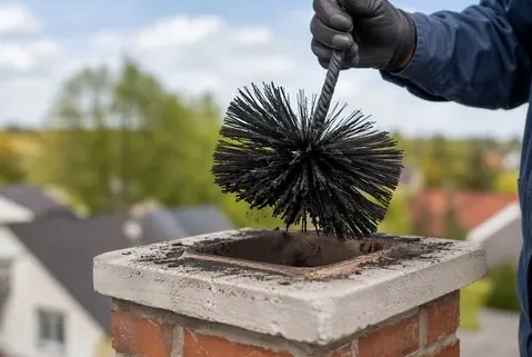Brush coming up out of a flue